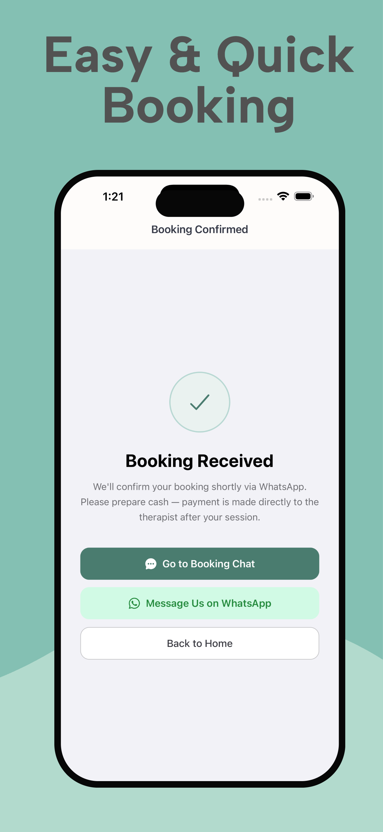 MassageGo iOS app screen 3