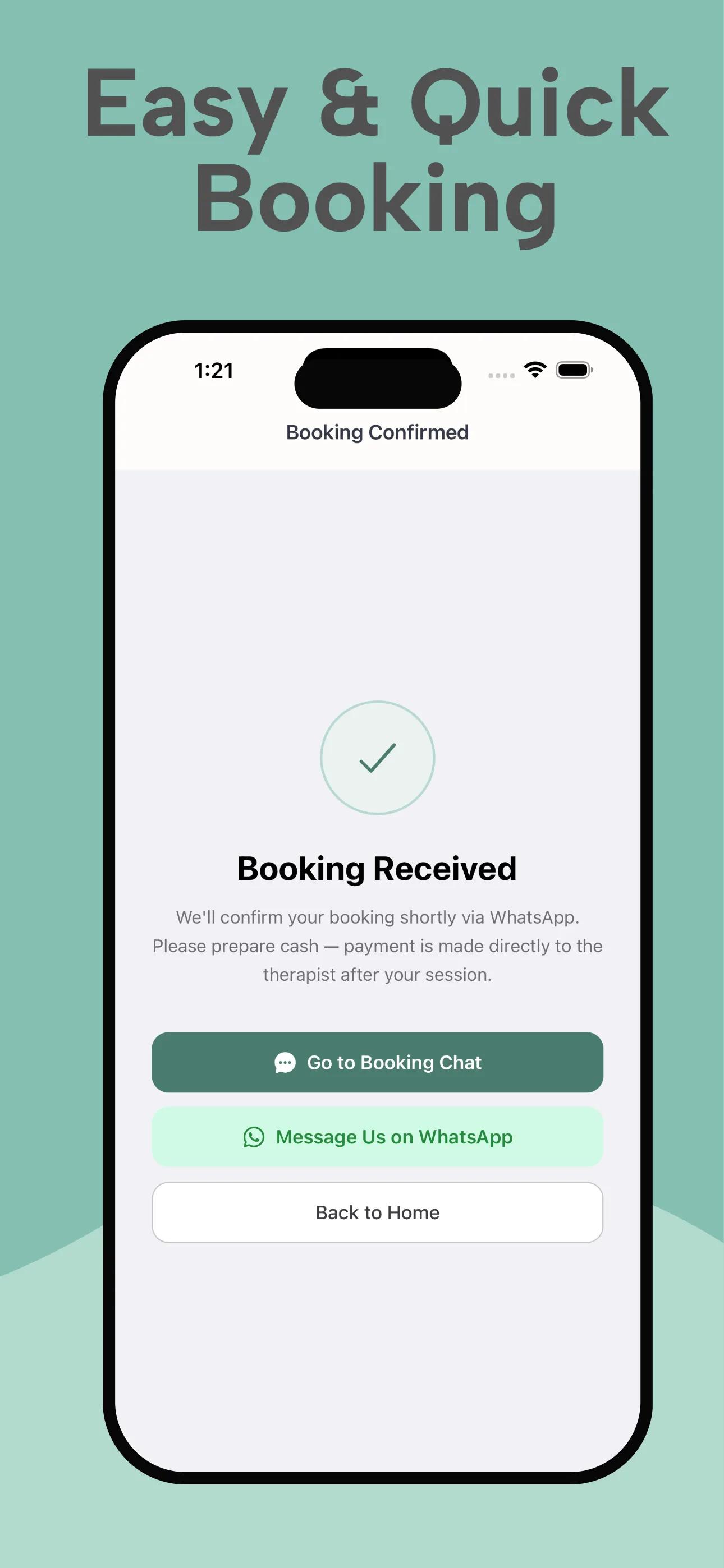 MassageGo iOS app screen 3