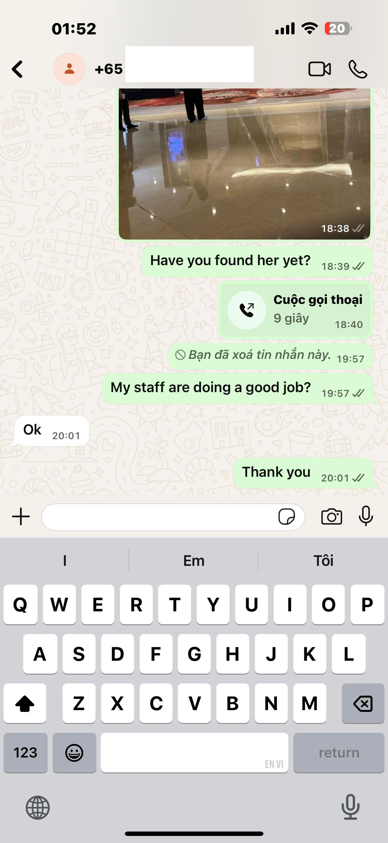 Customer confirming MassageGo staff did a good job during their stay